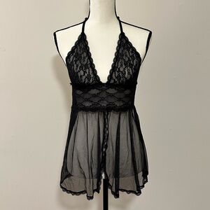 Victoria's Secret Black Lace Chemise Babydoll